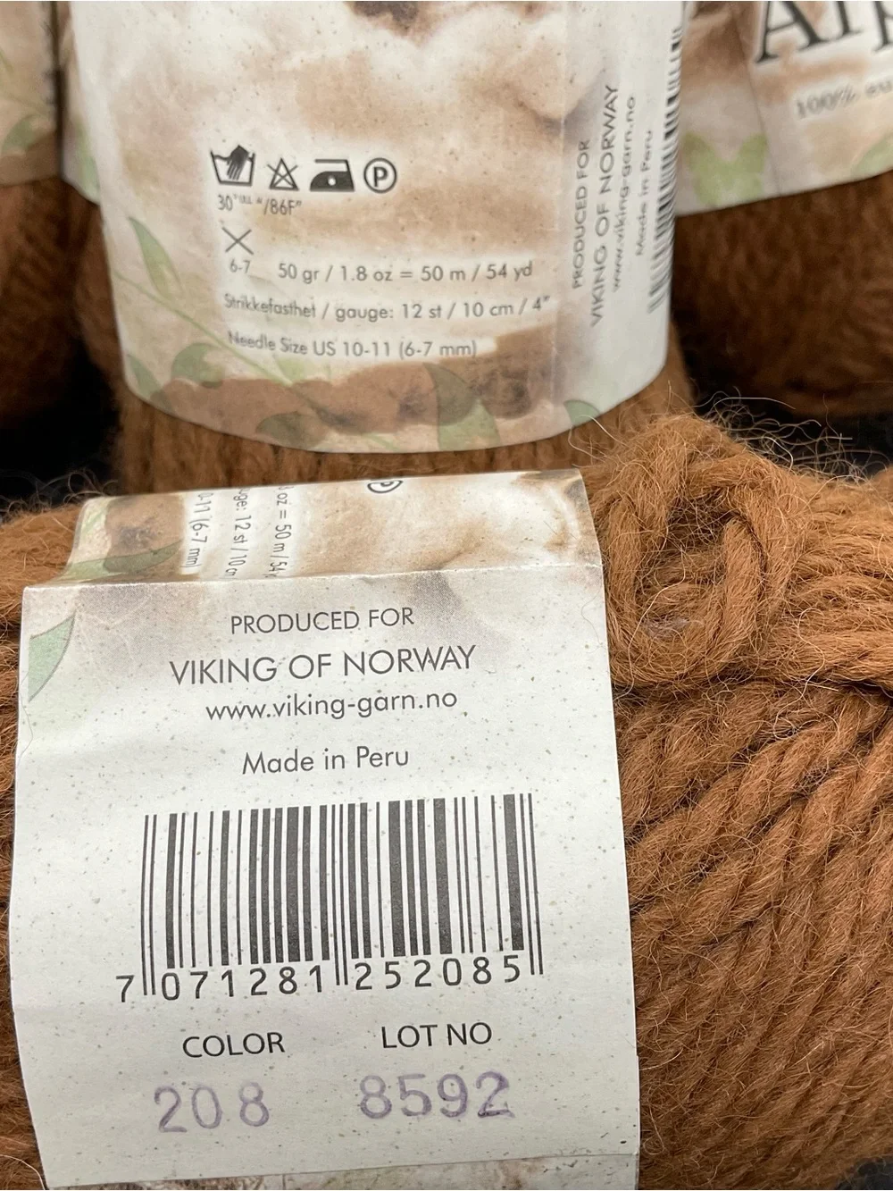 Viking Of Norway Alpaca 100% Superfine Alpaca 5 - 50gr Skeins Medium Brown